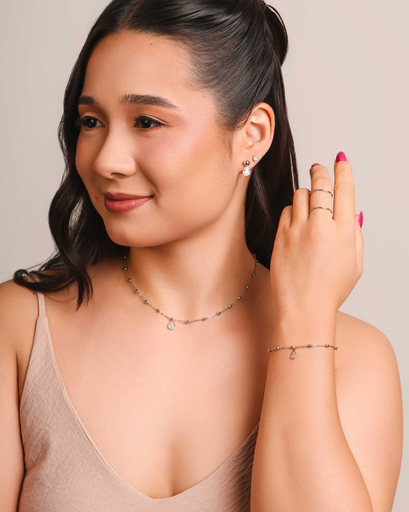 Anel Ajustável Fio Duplo Liso Tamanho M Ródio Branco