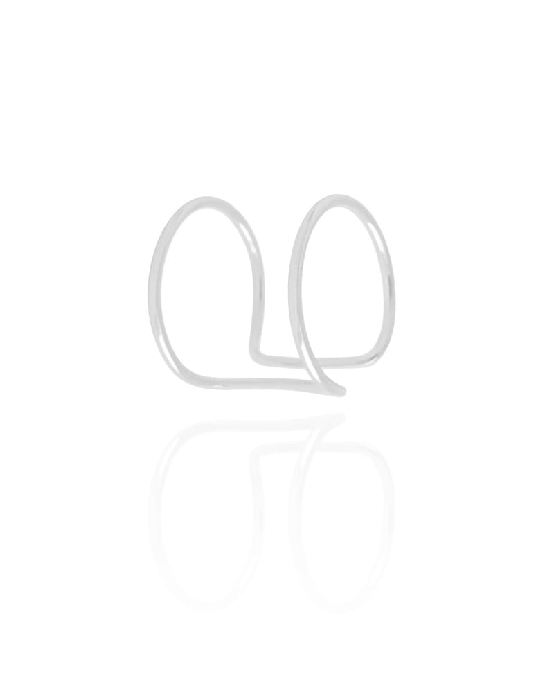 Anel Ajustável Fio Duplo Liso Tamanho M Ródio Branco