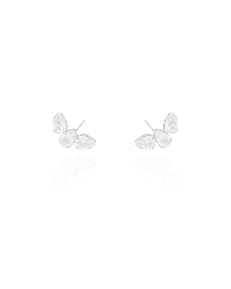 Ear Cuff Gotas Cristal 1.5 cm Ródio Branco
