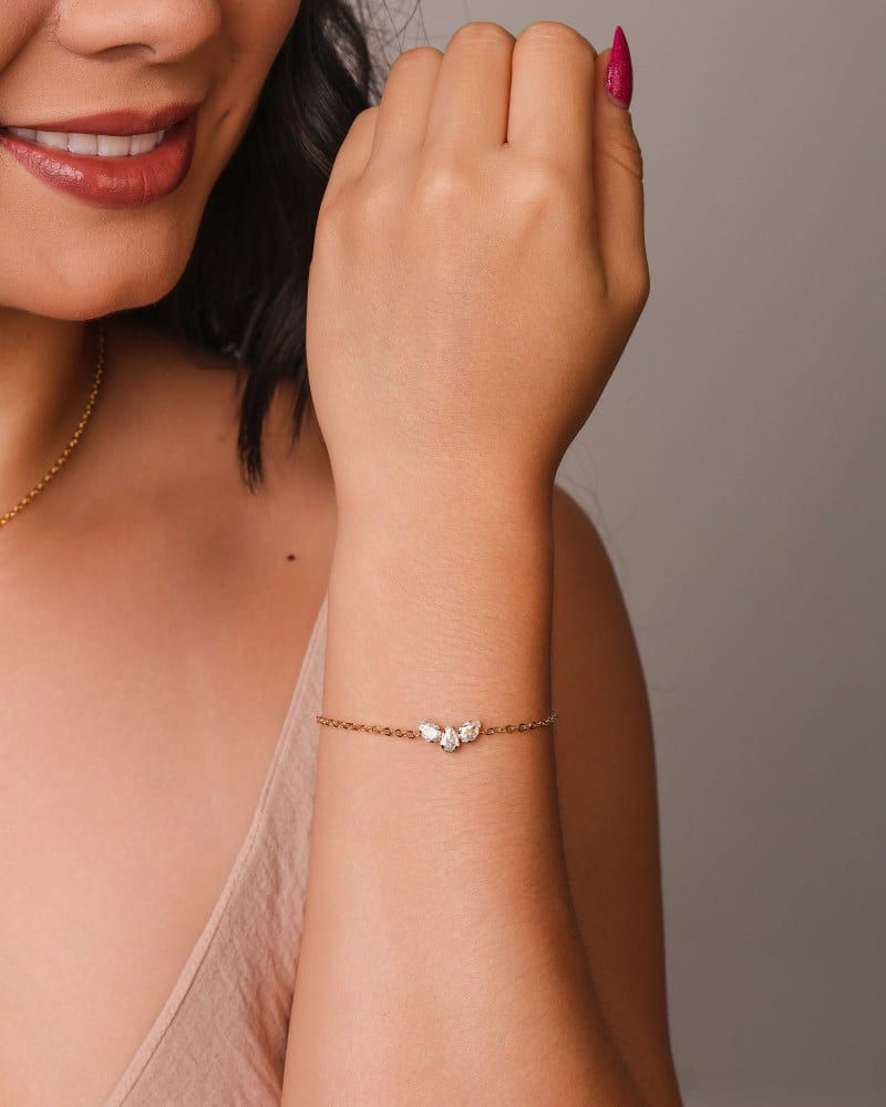 Pulseira Elos Gotas Cristais Banhado a Ouro 18K