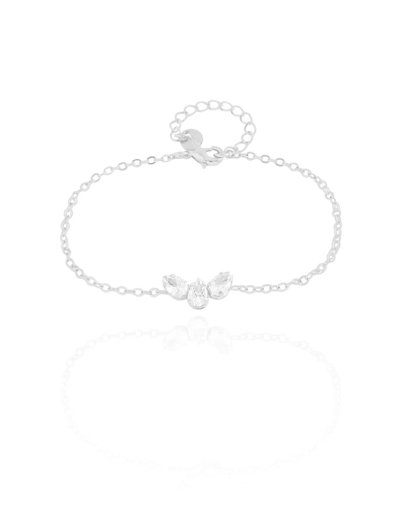 Pulseira Elos Gotas Cristais Ródio Branco