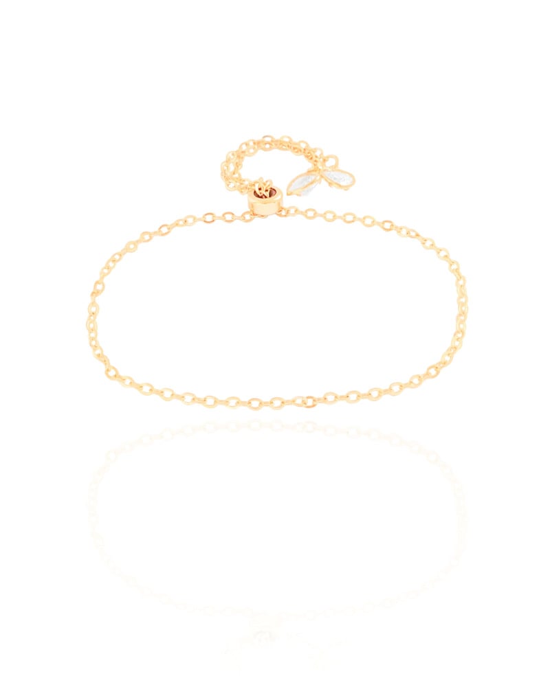 Pulseira Elos Corações Cristal Fecho Gravata Banhado a Ouro 18K