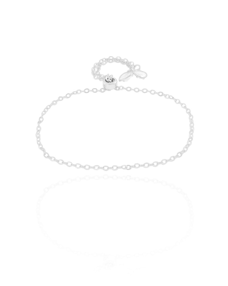 Pulseira Elos Corações Cristal Fecho Gravata Ródio Branco