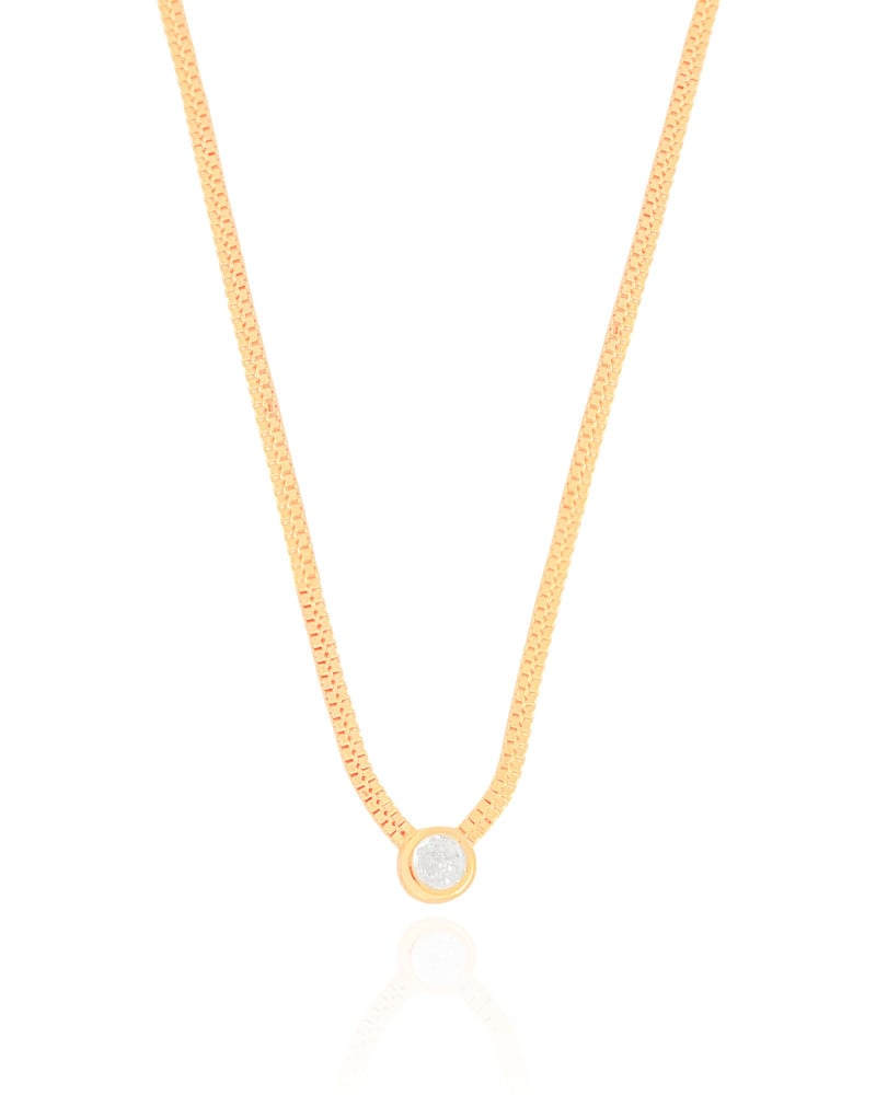 Choker Veneziana Dupla Ponto de Luz Cristal 7 mm Banhado a Ouro 18K