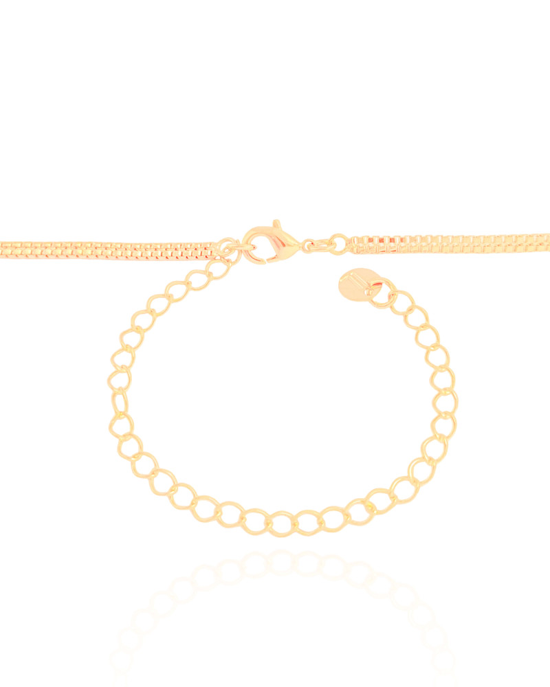 Choker Veneziana Dupla Ponto de Luz Cristal 7 mm Banhado a Ouro 18K