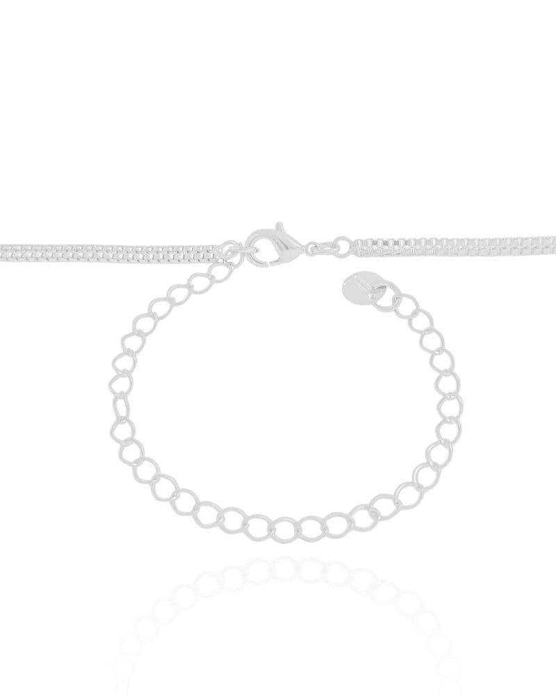 Choker Veneziana Dupla Ponto de Luz Cristal 7 mm Ródio Branco