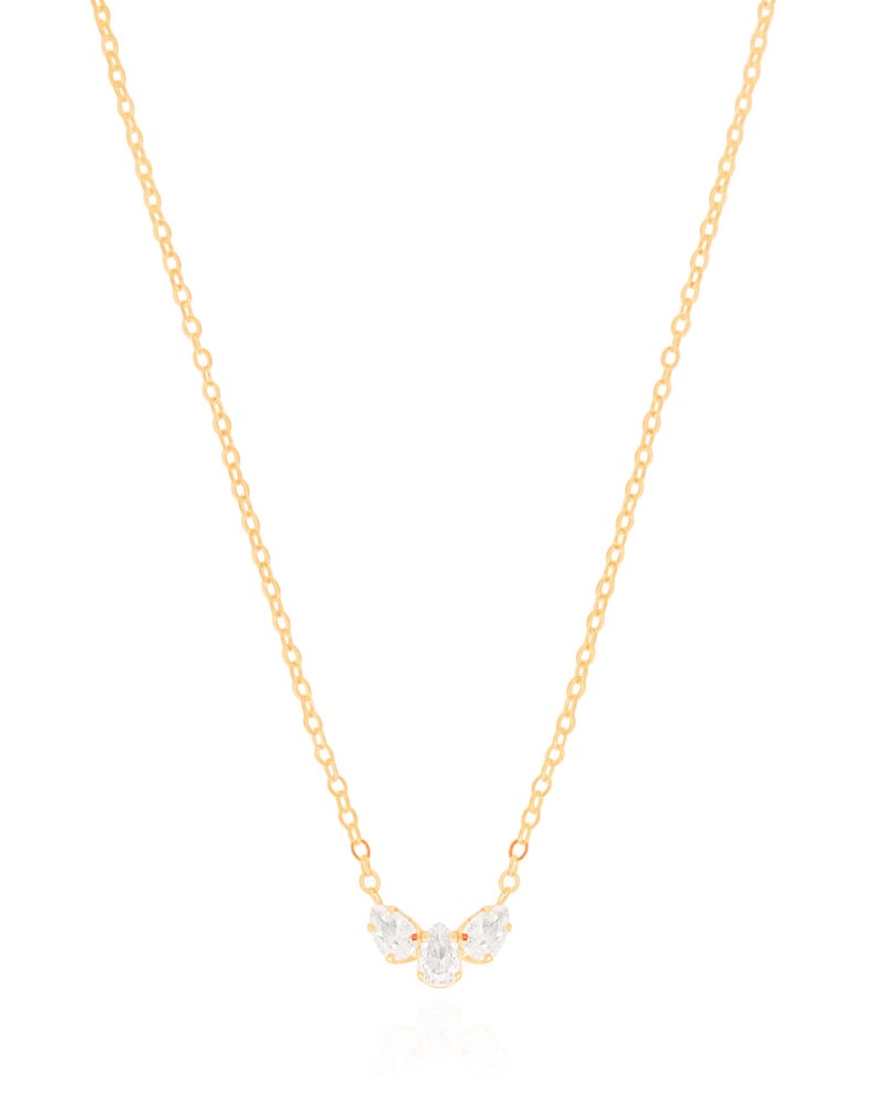 Gargantilha Elos Pingente Gotas Cristal Banhado a Ouro 18K - 40 cm