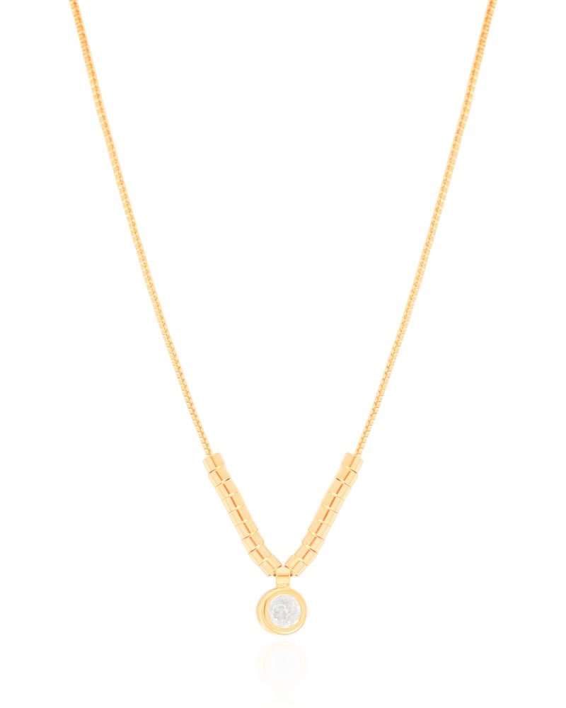 Gargantilha Veneziana Canutilhos Ponto de Luz Cristal Banhado a Ouro 18K - 40 cm