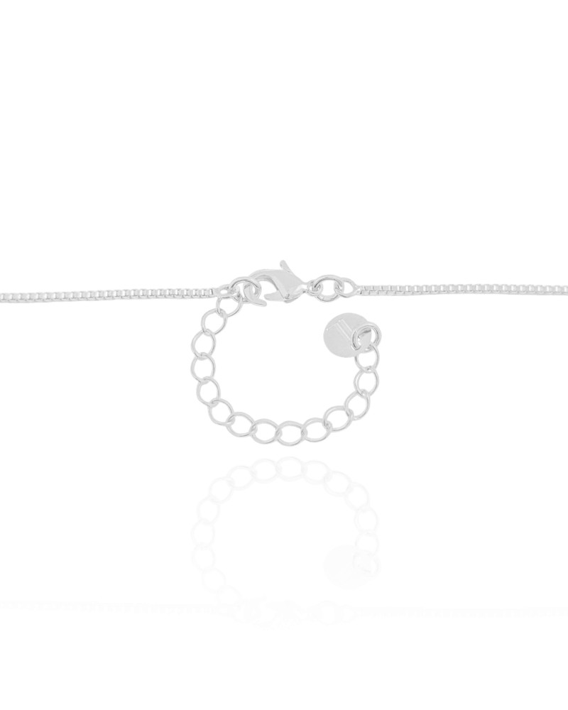 Gargantilha Veneziana Canutilhos Ponto de Luz Cristal Ródio Branco - 40 cm