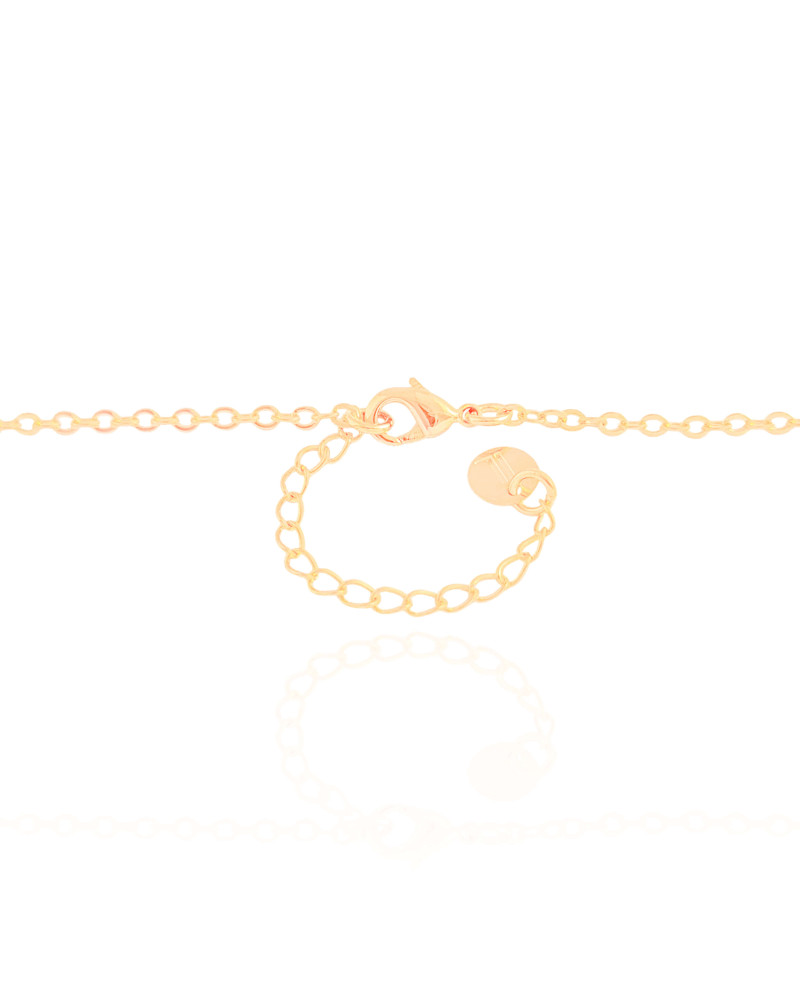 Gargantilha Gravata Elos Corações Cristais Banhado a Ouro 18K - 50 cm