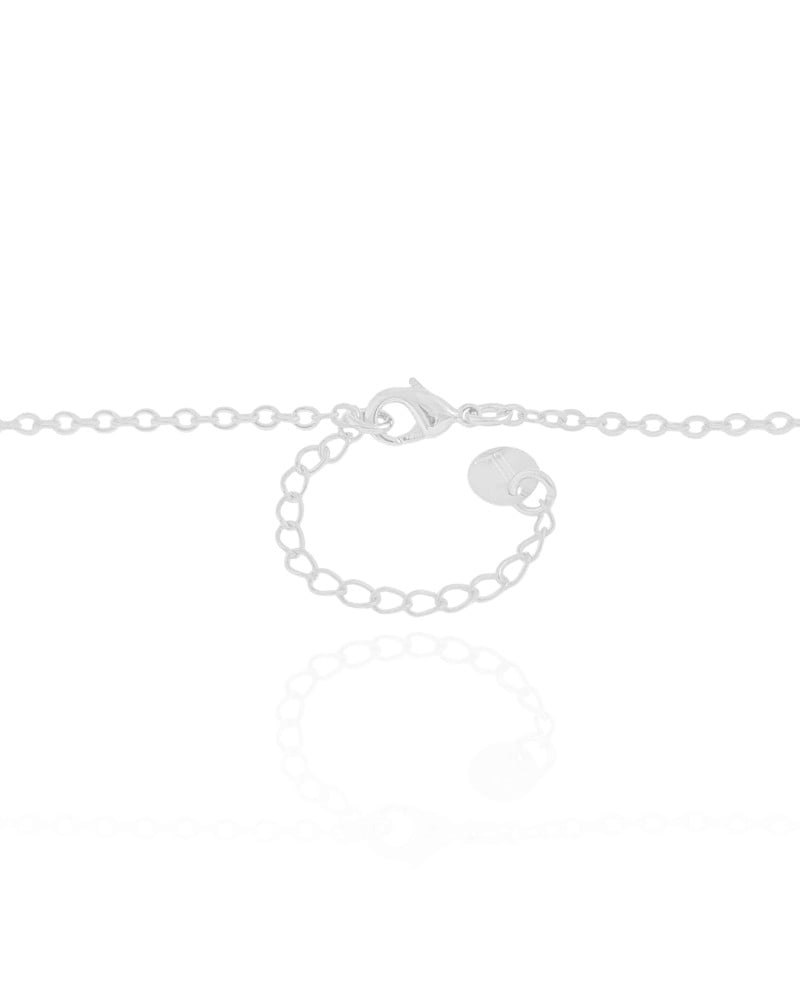 Gargantilha Gravata Elos Corações Cristais Ródio Branco - 50 cm