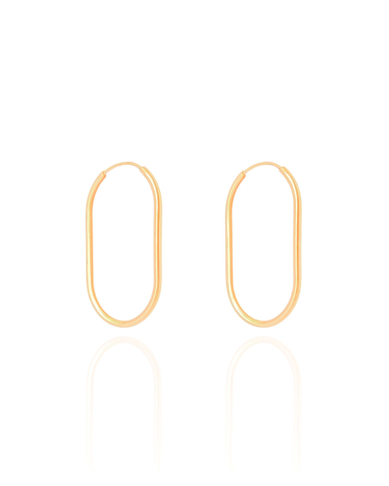 Brinco Argola Encaixe Fio Oval 3.1 cm Banhado a Ouro 18K