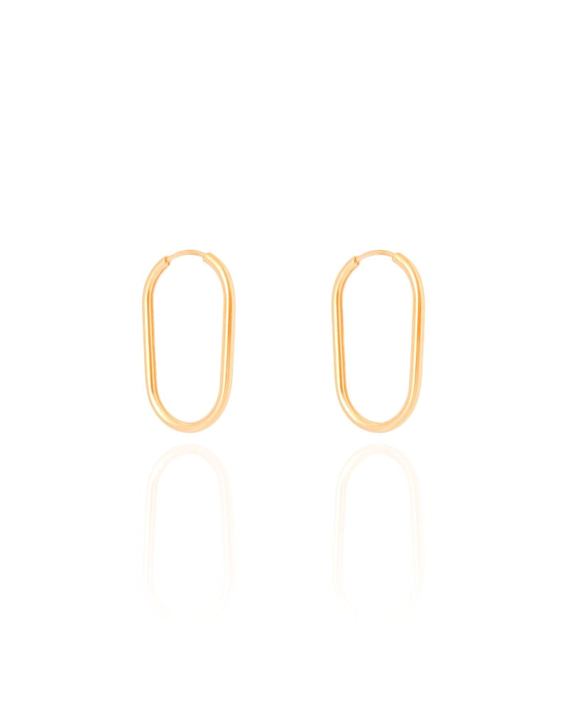 Brinco Argola Encaixe Fio Oval 2.2 cm Banhado a Ouro 18K