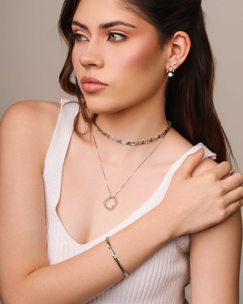 Pulseira Elos Quadrados 4 mm Ródio Branco