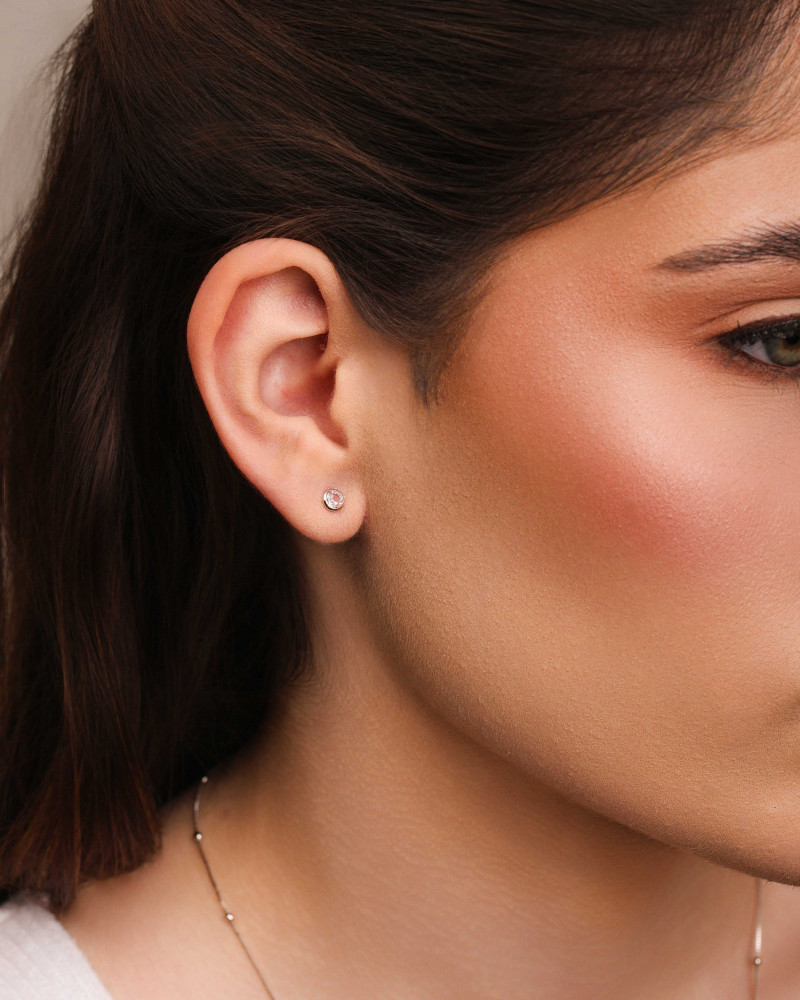 Conjunto Borboleta e Ponto de Luz Cristal Ródio Branco