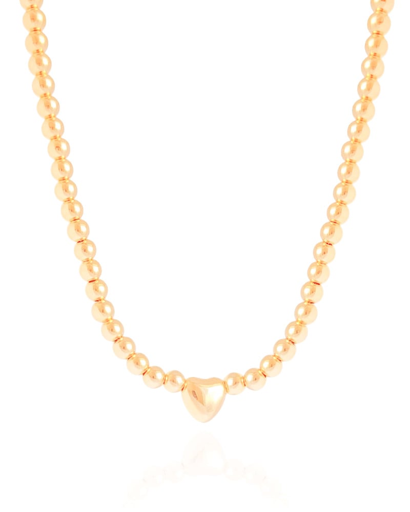 Choker Bolinhas Coração Liso Banhado a Ouro 18K