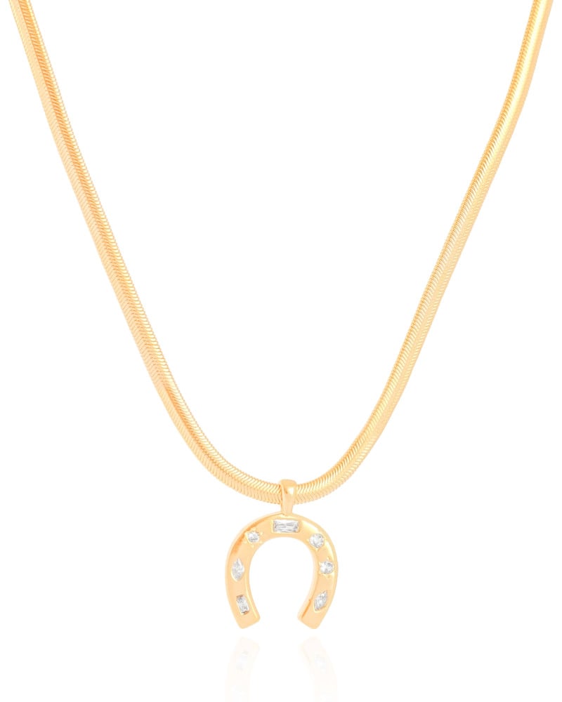 Gargantilha Snake Ferradura Cravejada Cristal Banhado a Ouro 18K - 40 cm