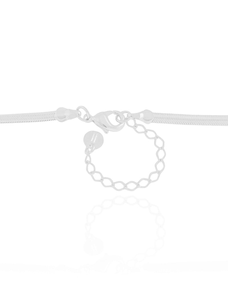 Gargantilha Snake Ferradura Cravejada Cristal Ródio Branco - 40 cm