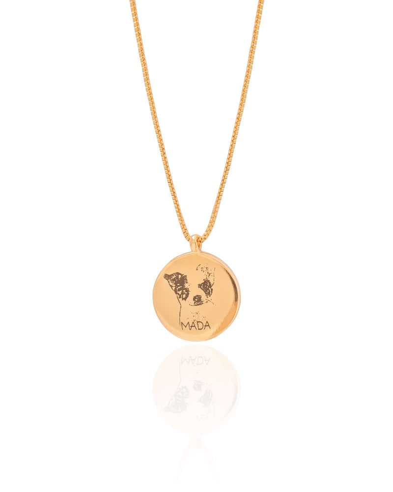 Gargantilha com Pingente Redondo Personalizado Banhado a Ouro 18K