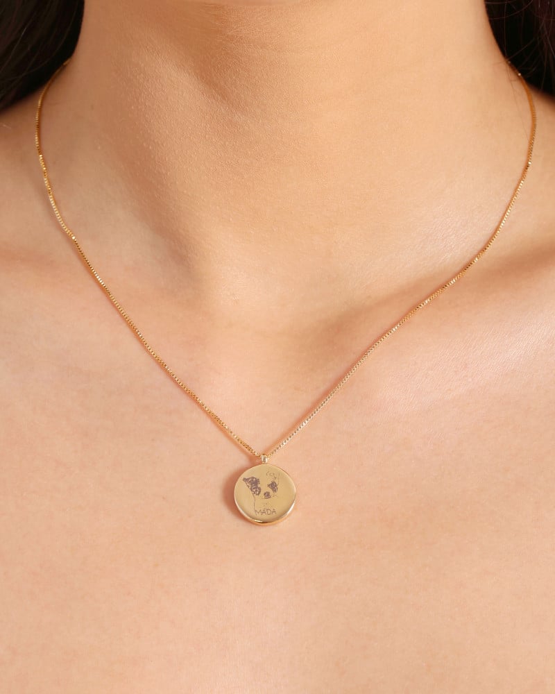 Gargantilha com Pingente Redondo Personalizado Banhado a Ouro 18K