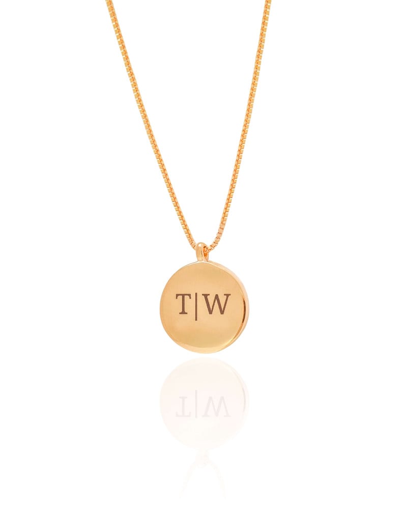 Gargantilha com Pingente Redondo Personalizado Banhado a Ouro 18K