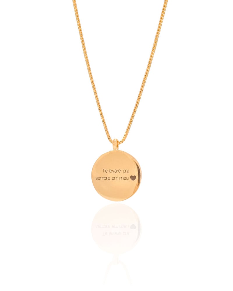Gargantilha com Pingente Redondo Personalizado Banhado a Ouro 18K