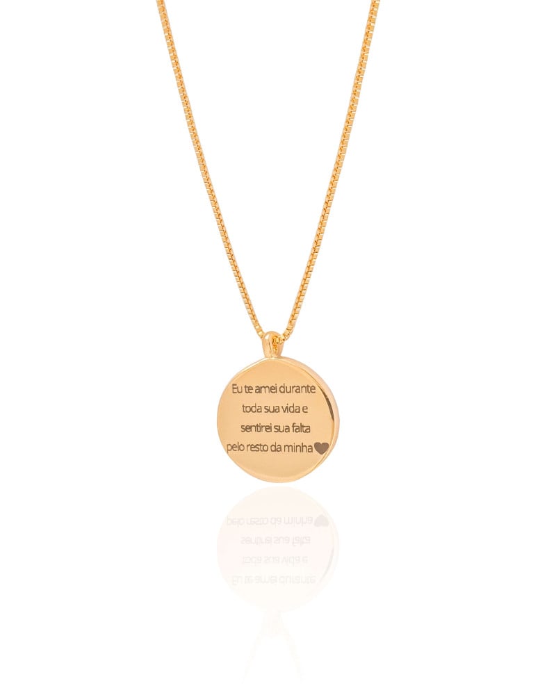 Gargantilha com Pingente Redondo Personalizado Banhado a Ouro 18K