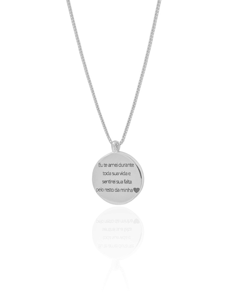Gargantilha com Pingente Redondo Personalizado Ródio Branco