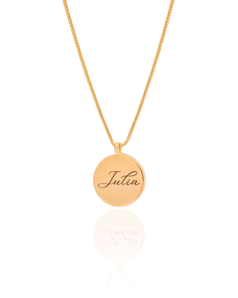 Gargantilha com Pingente Redondo Personalizado Banhado a Ouro 18K