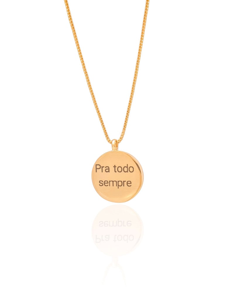 Gargantilha com Pingente Redondo Personalizado Banhado a Ouro 18K