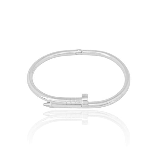 Bracelete Prego Liso Ródio Branco