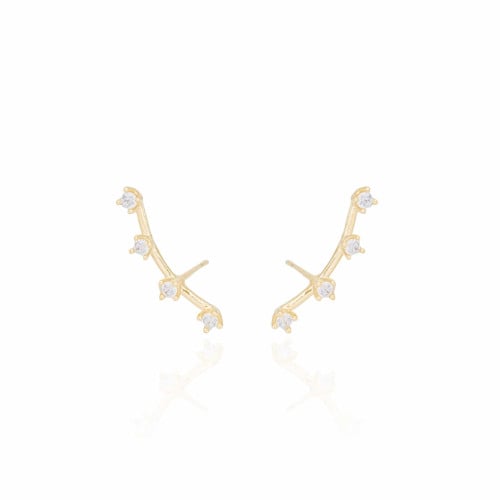 Ear Cuff Cristal Pontos de Luz Banhado a Ouro 18K