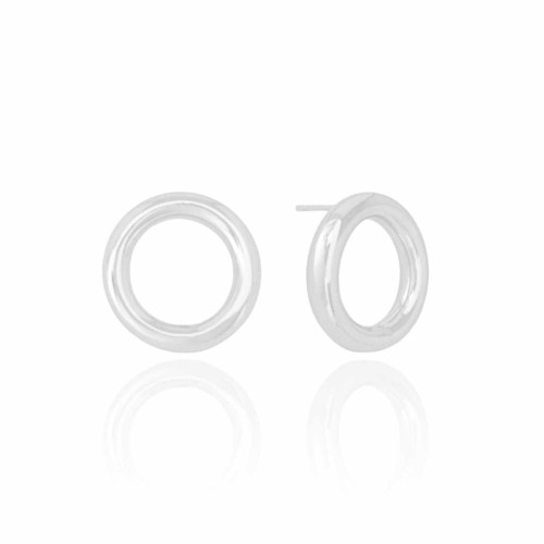 Brinco Argola Tubo Lisa Ródio Branco