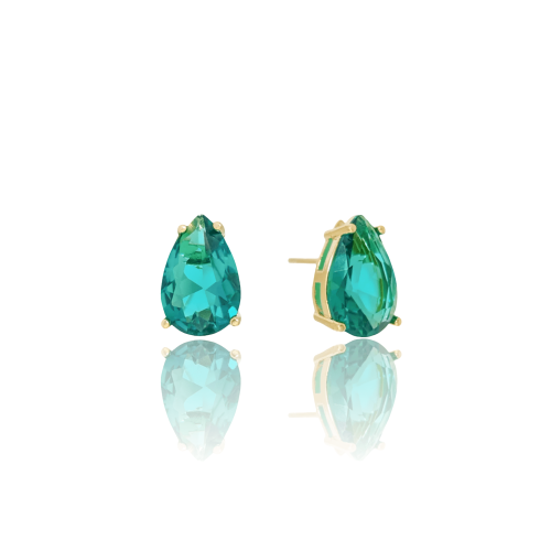 Brinco Gota Turmalina 8x12 Banhado a Ouro 18K