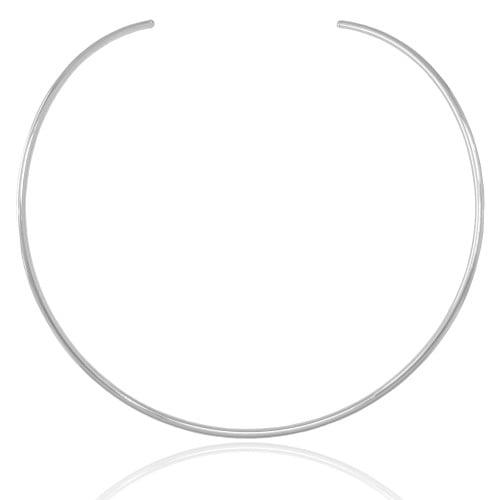 Gargantilha Aro Tubo Liso Ródio Branco