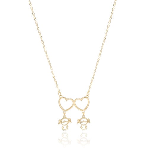 Gargantilha Filho Meninas Corações Lisos Banhado a Ouro 18K - 45 cm