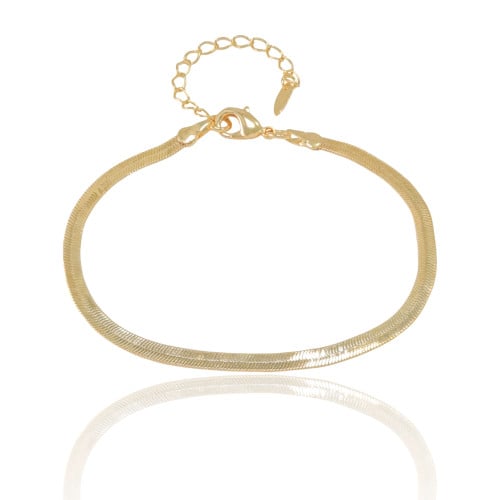 Pulseira Malha Fita 3 mm Banhado a Ouro 18K