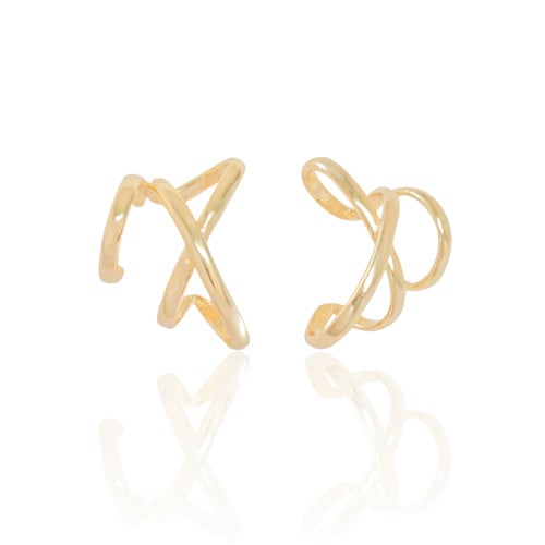 Piercing em X Liso Banhado a Ouro 18K