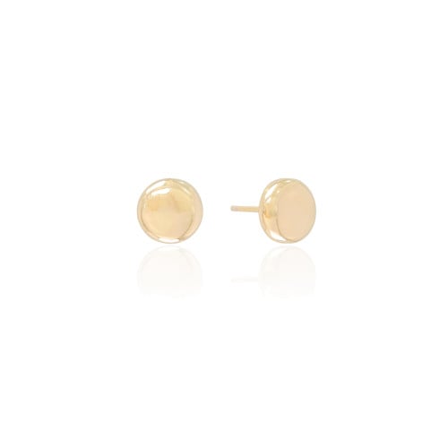 Brinco Redondo Achatado Liso 8 mm Banhado a Ouro 18K