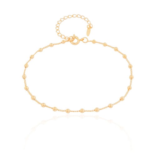 Pulseira Elos Bolinhas 2.5 mm Banhado a Ouro 18K