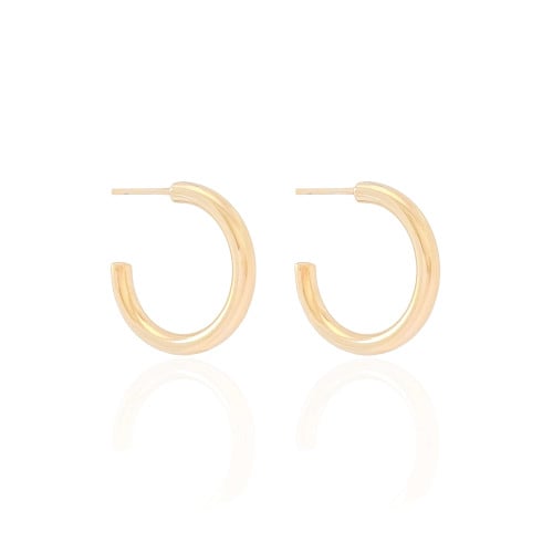 Brinco Argola Tubo Liso 2.2 cm Banhado a Ouro 18K