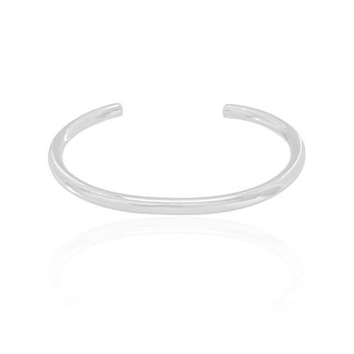 Bracelete Tubo Liso Ródio Branco