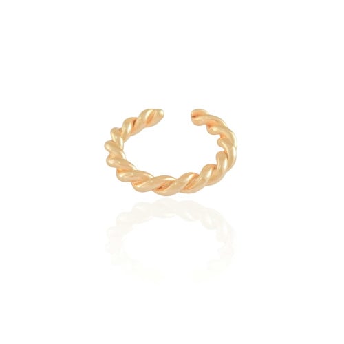 Anel Ajustável Torcido Tamanho G Banhado a Ouro 18K
