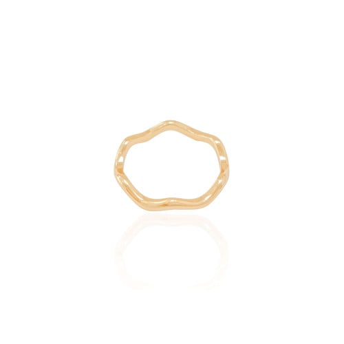 Anel Ondas Liso Tamanho 17 Banhado a Ouro 18K
