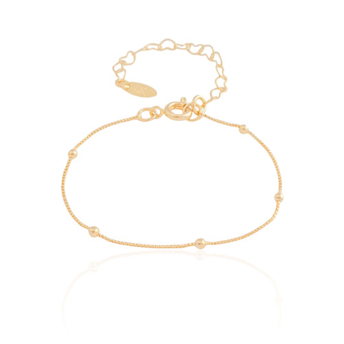 Pulseira Infantil Veneziana Bolinhas Banhado a Ouro 18K