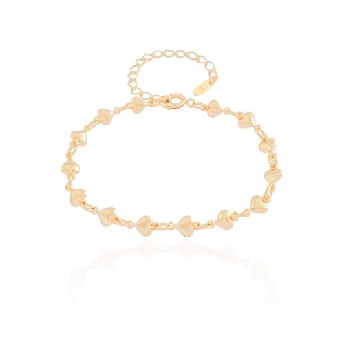 Pulseira Infantil Corações Lisos Banhado a Ouro 18K