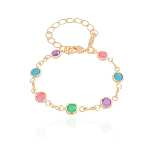 Pulseira Infantil Ponto Luz Colorido Banhado a Ouro 18K