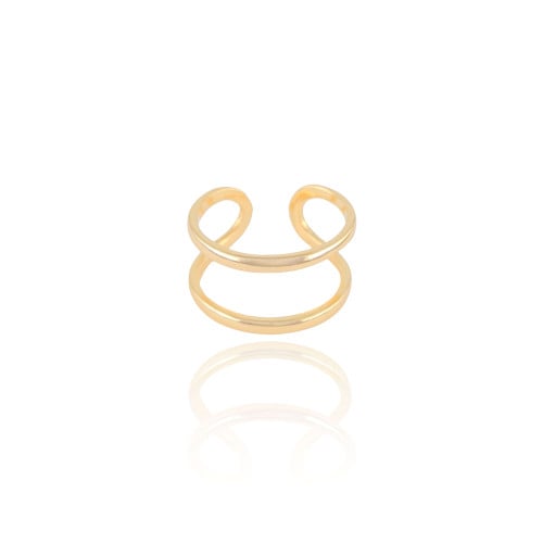 Anel Ajustável Dois Filetes Lisos Tamanho P Banhado a Ouro 18K