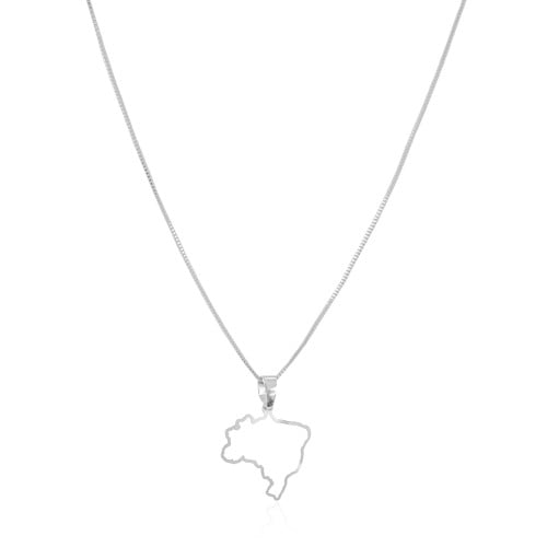 Gargantilha Veneziana Brasil Vazado Ródio Branco - 45 cm