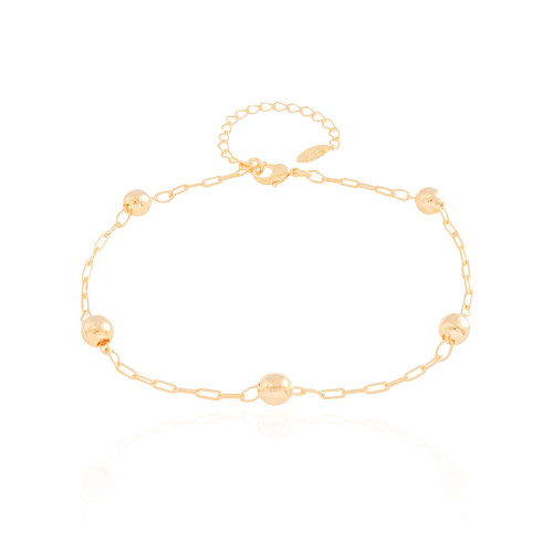 Pulseira Elos com Esferas Banhado a Ouro 18K